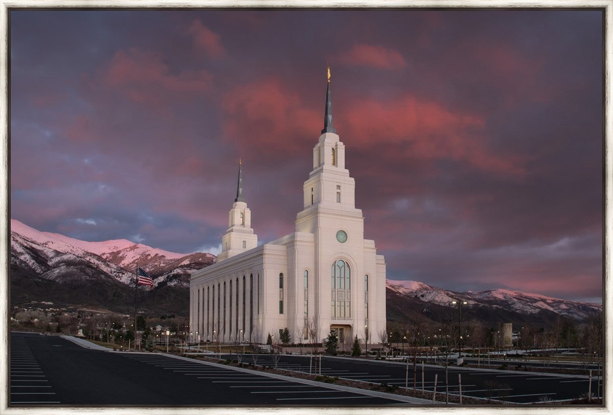 Layton Utah Pink Winter Sunset Large Wall Art