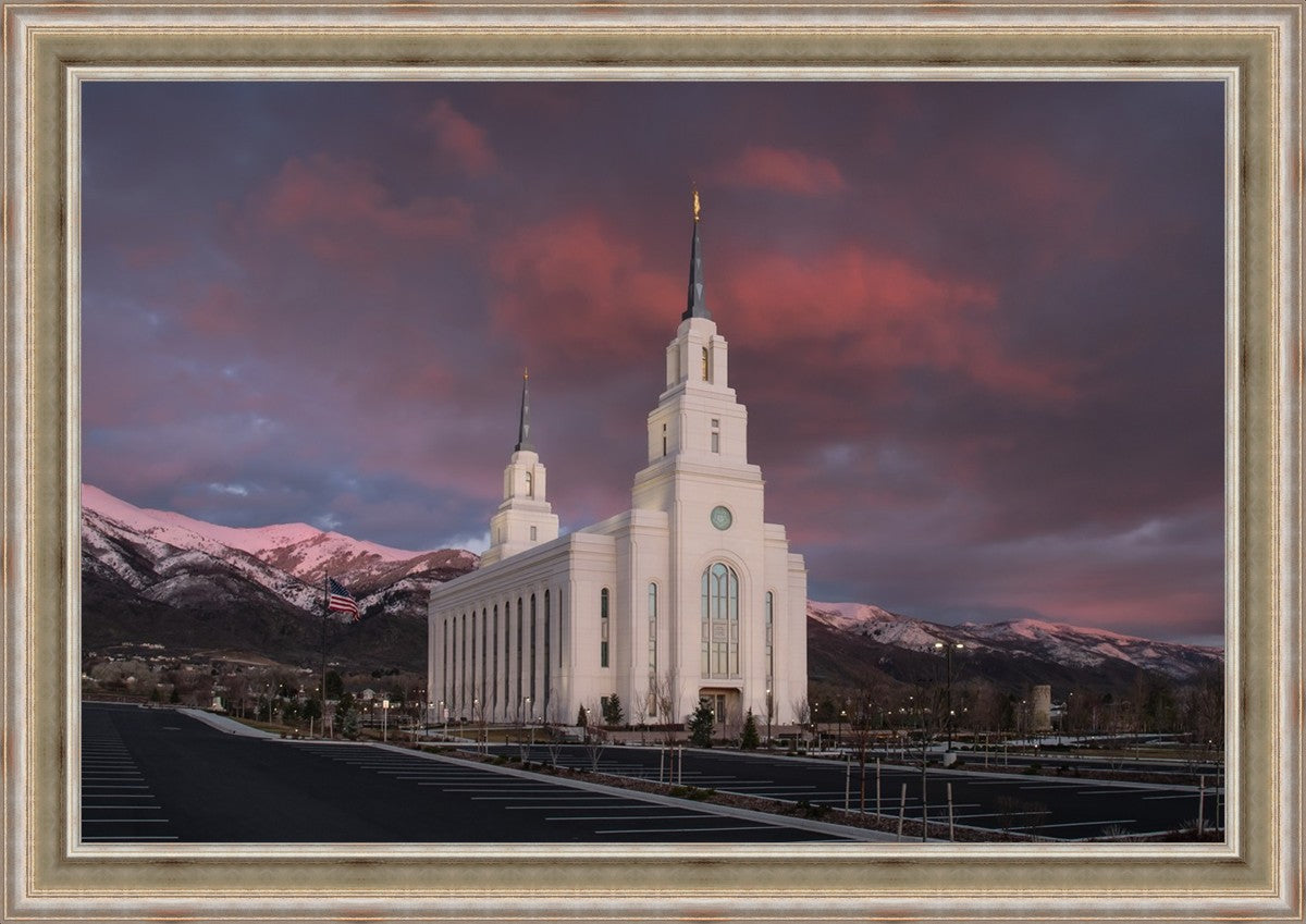 Layton Utah Pink Winter Sunset Large Wall Art