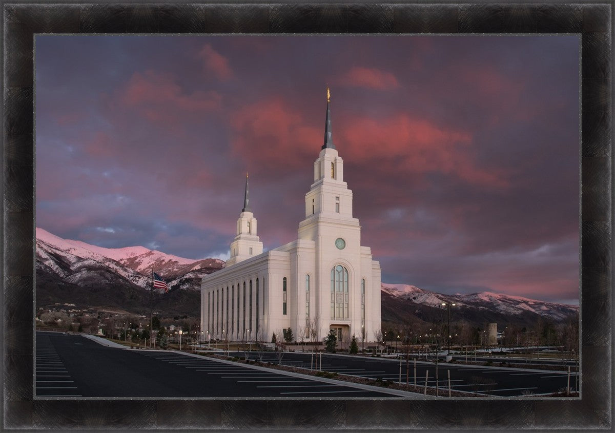 Layton Utah Pink Winter Sunset Large Wall Art