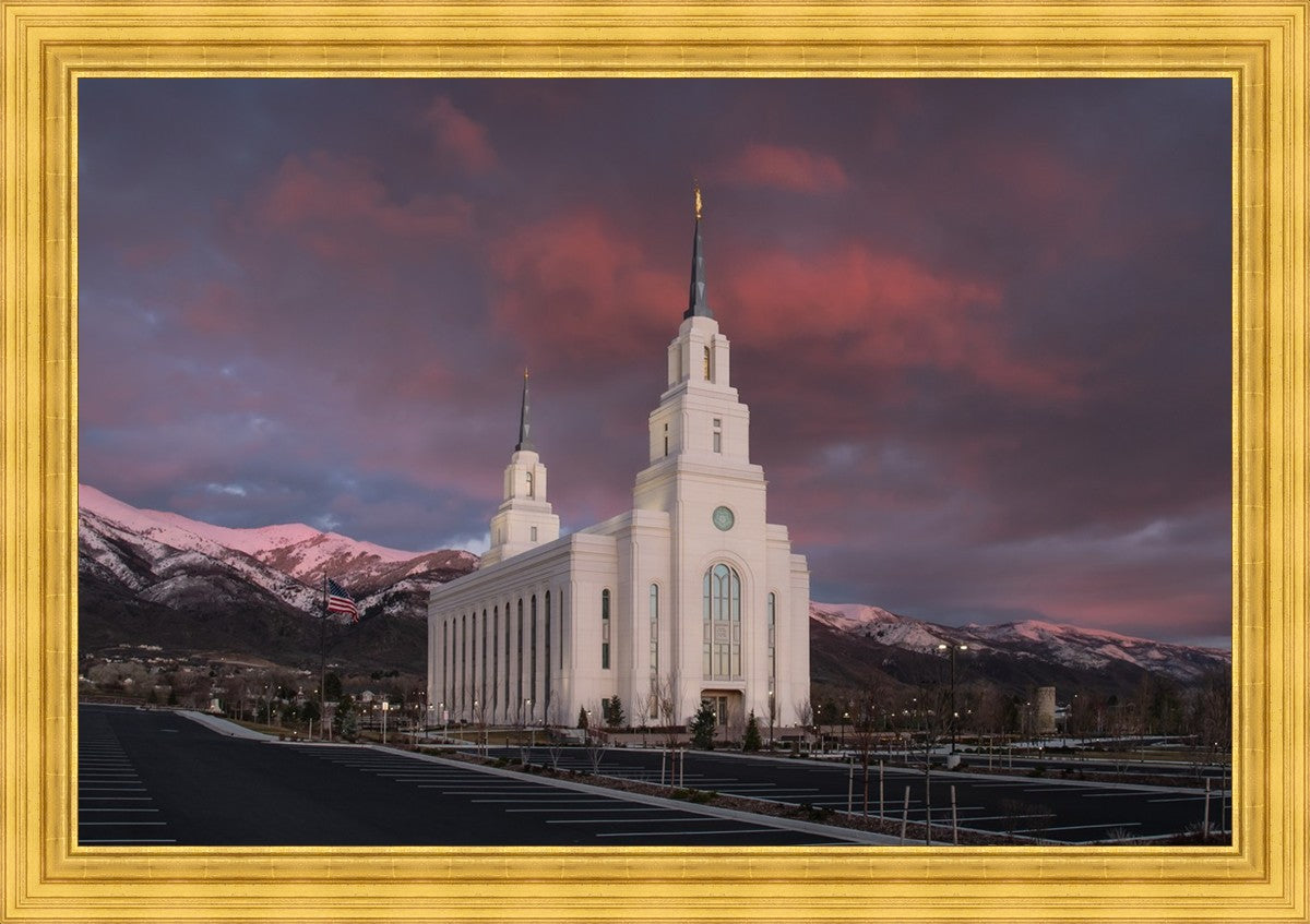 Layton Utah Pink Winter Sunset Large Wall Art