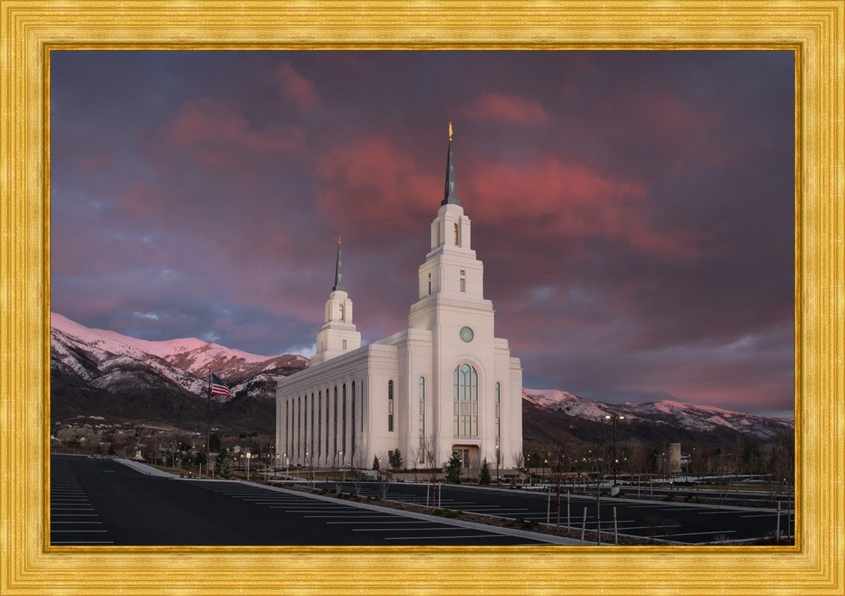Layton Utah Pink Winter Sunset Large Wall Art