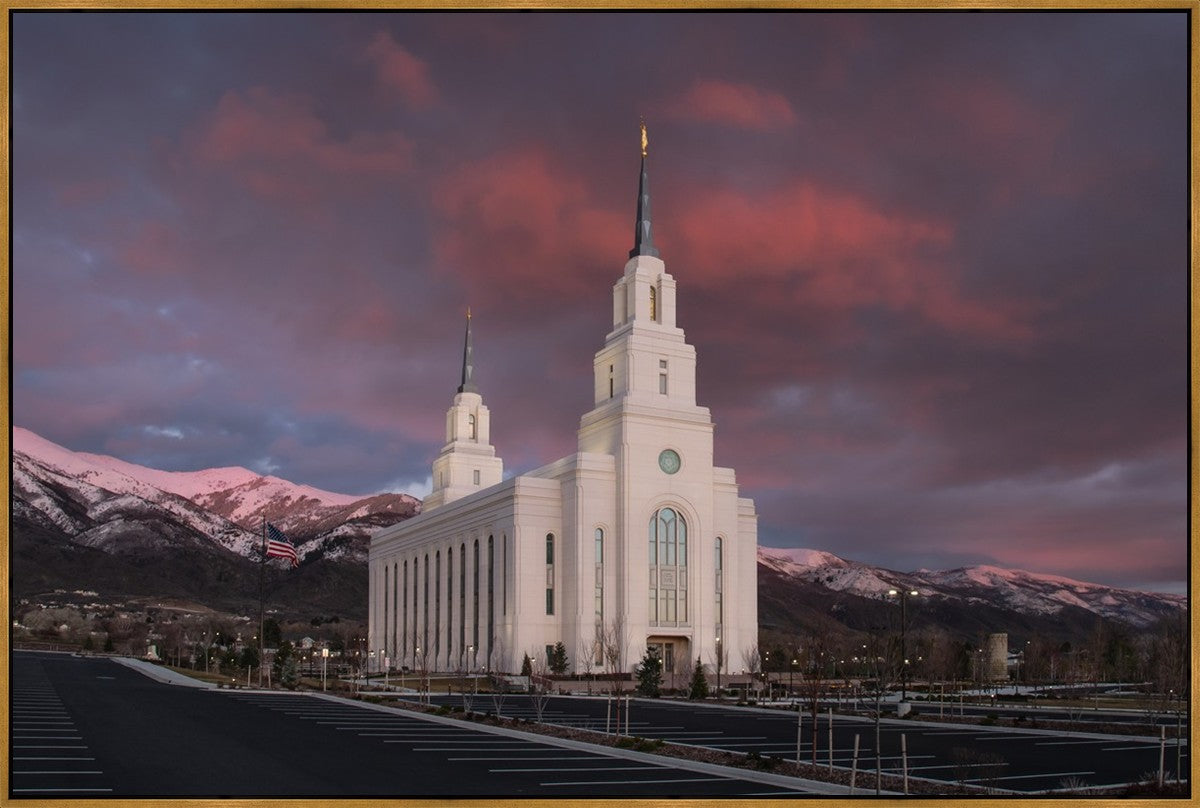 Layton Utah Pink Winter Sunset Large Wall Art Gallery Wrap