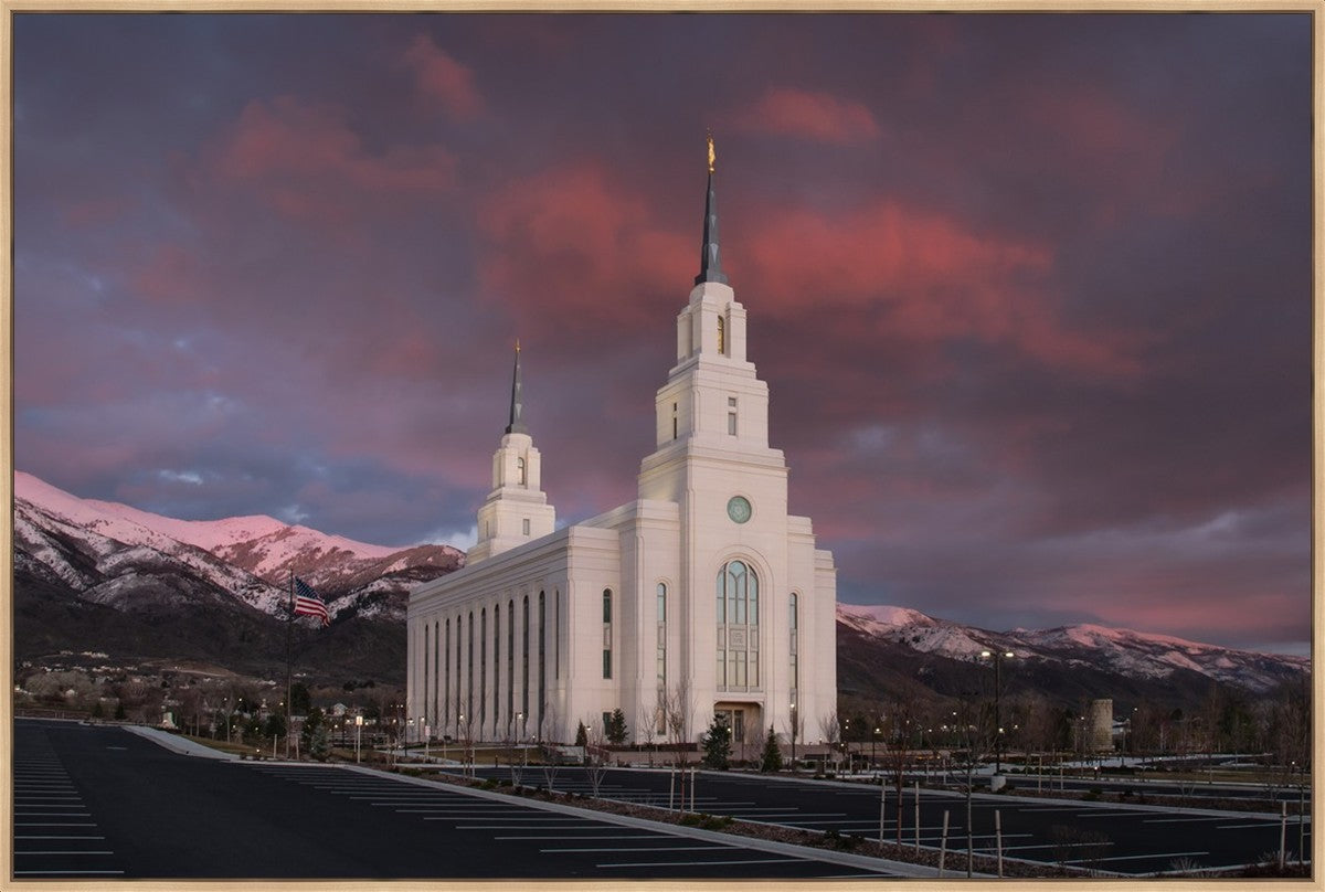 Layton Utah Pink Winter Sunset Large Wall Art Gallery Wrap