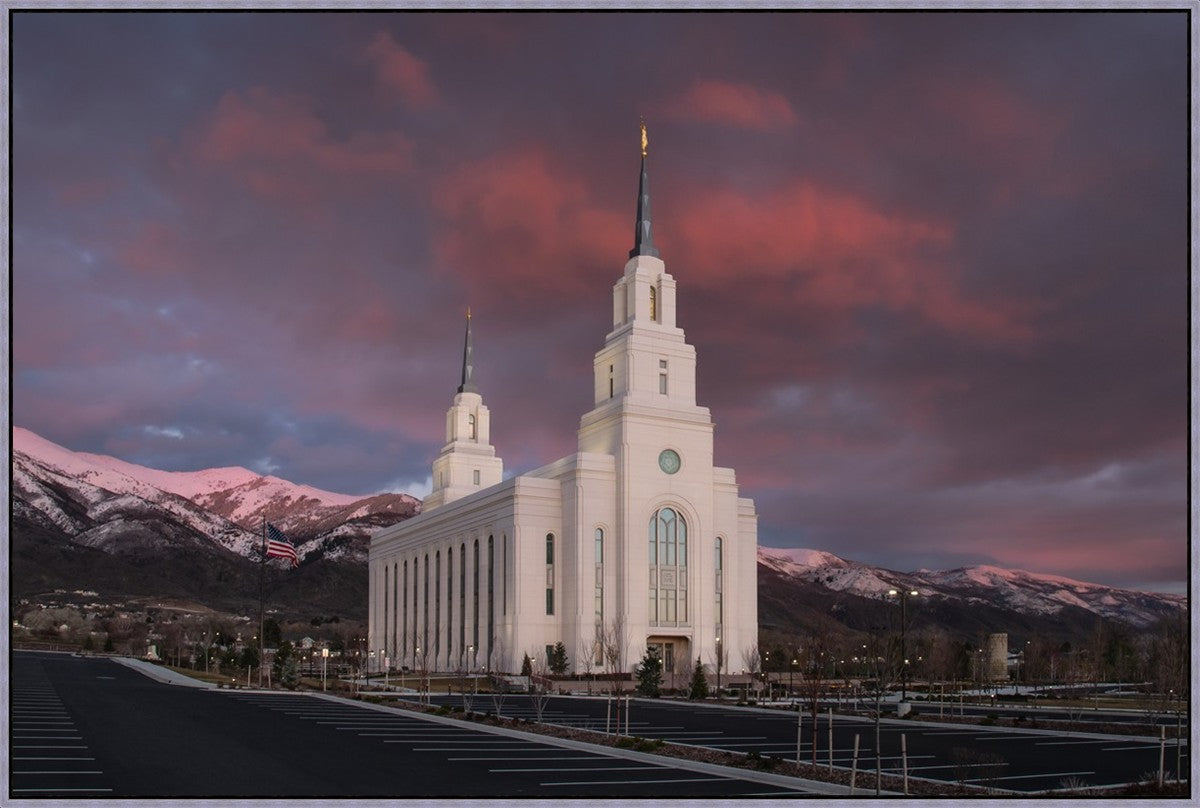 Layton Utah Pink Winter Sunset Large Wall Art Gallery Wrap
