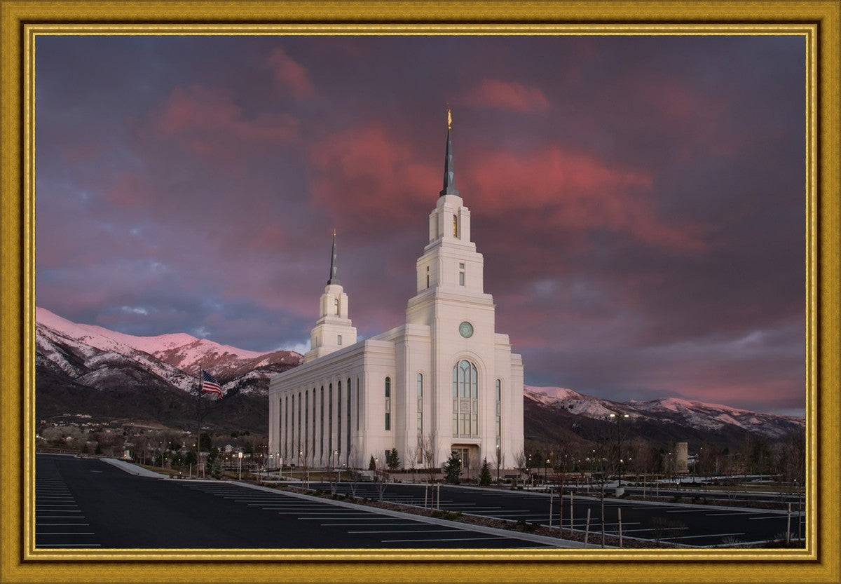 Layton Utah Pink Winter Sunset Large Wall Art