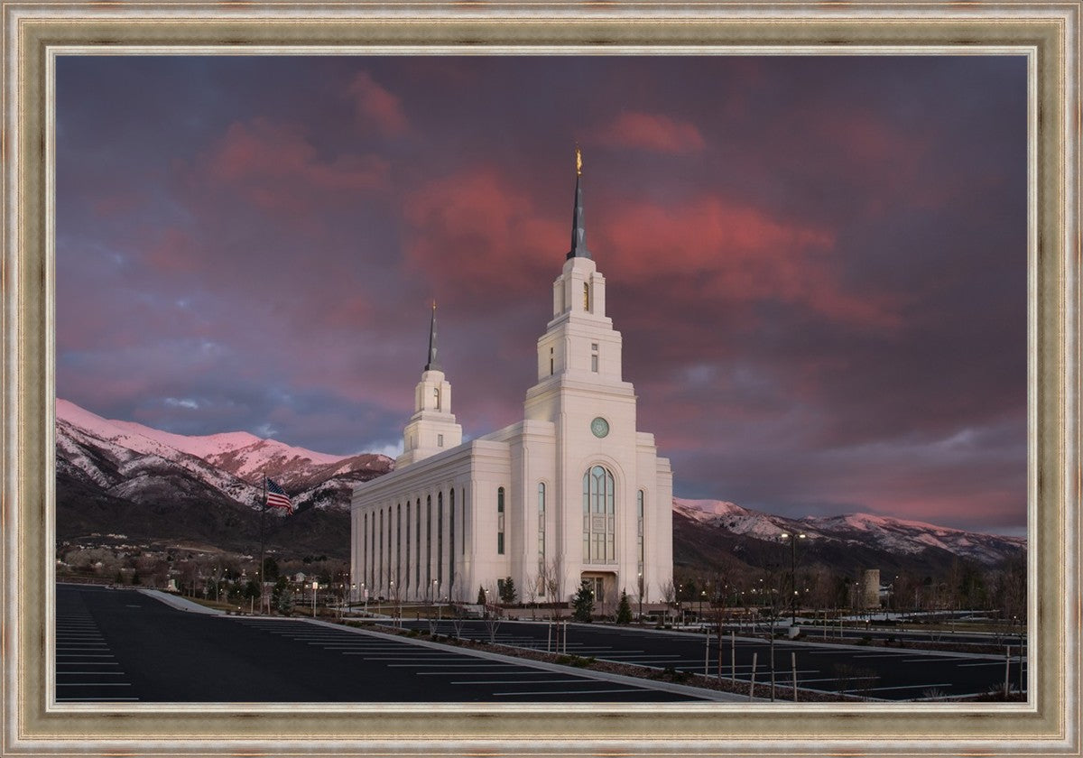 Layton Utah Pink Winter Sunset Large Wall Art