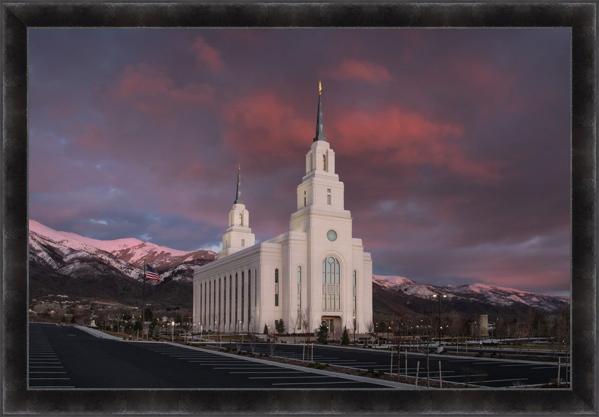 Layton Utah Pink Winter Sunset Large Wall Art