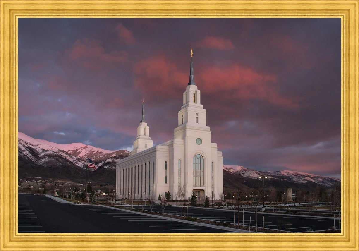 Layton Utah Pink Winter Sunset Large Wall Art