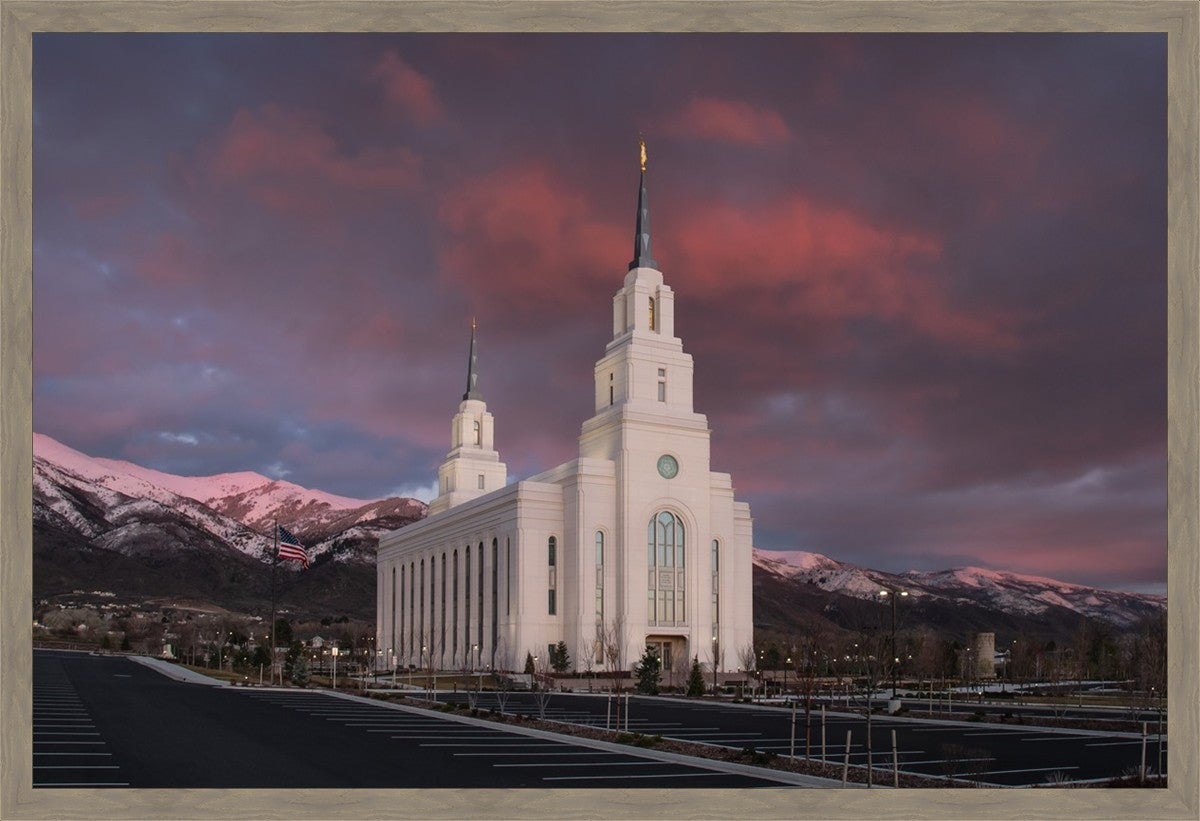 Layton Utah Pink Winter Sunset Large Wall Art