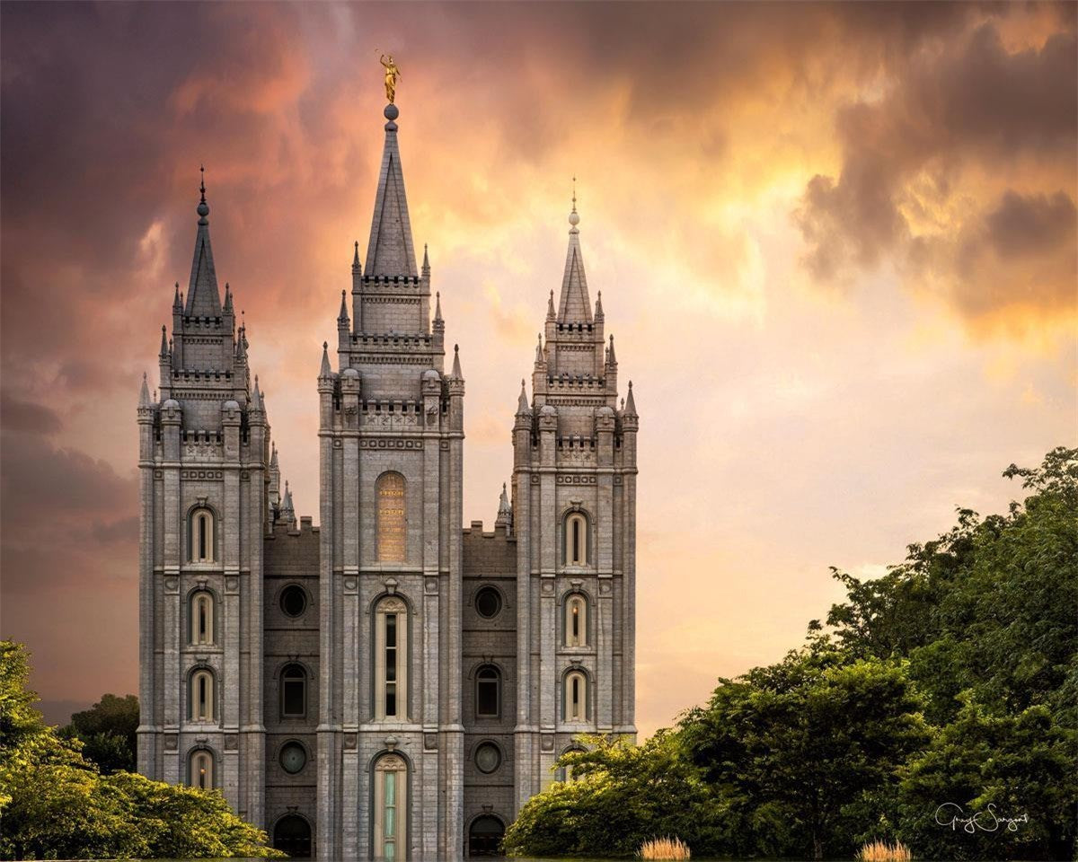 Salt Lake Temple Through the Clouds Gallery Wrap
