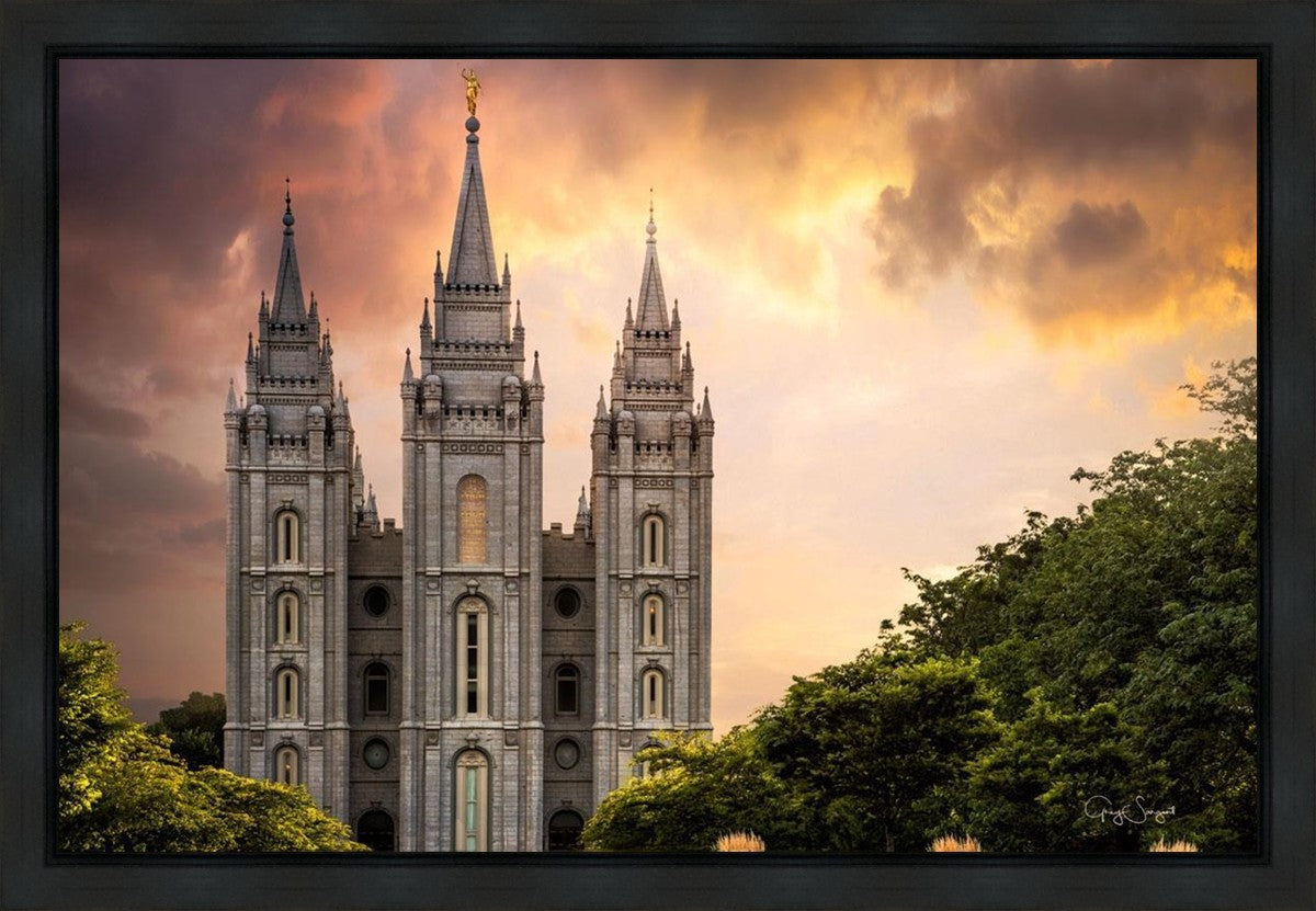 Salt Lake Temple Through the Clouds Gallery Wrap