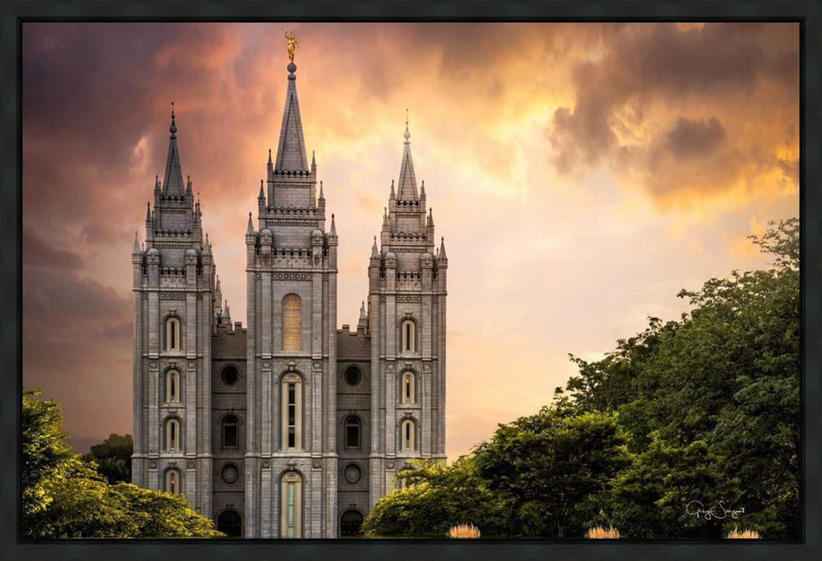 Salt Lake Temple Through the Clouds Gallery Wrap