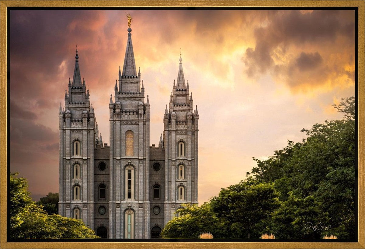 Salt Lake Temple Through the Clouds Gallery Wrap
