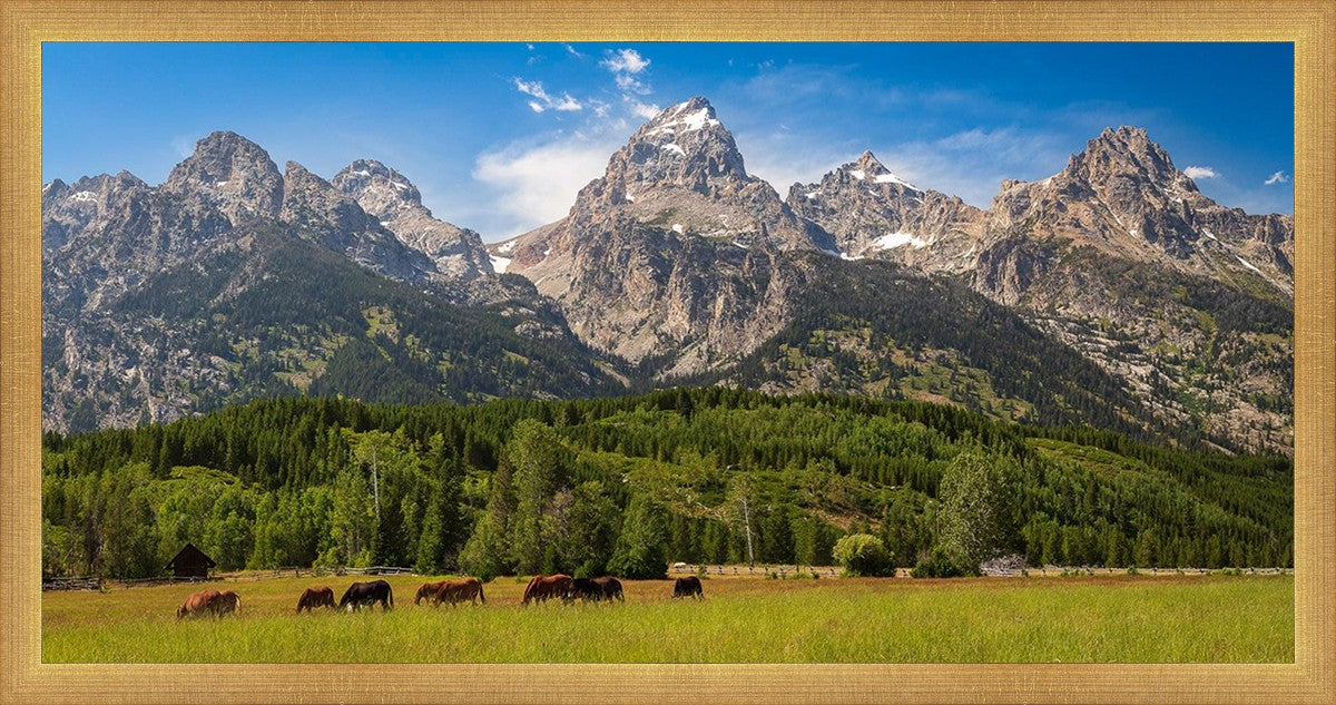 Panorama of Grand Teton Mountain Range, Wyoming