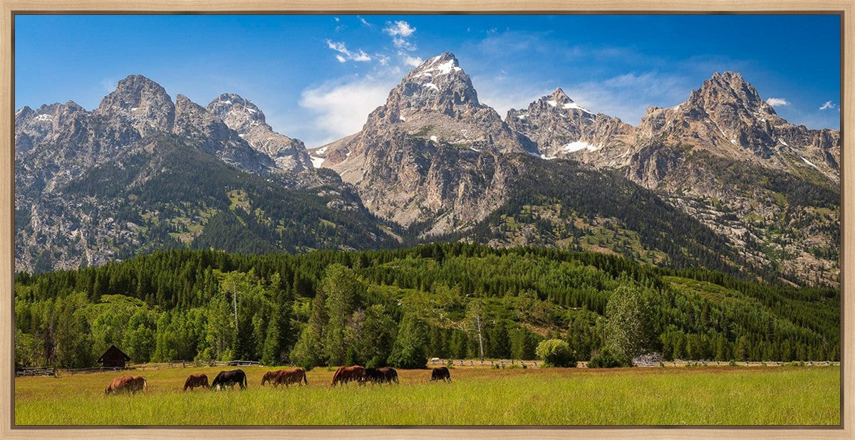 Panorama of Grand Teton Mountain Range, Wyoming