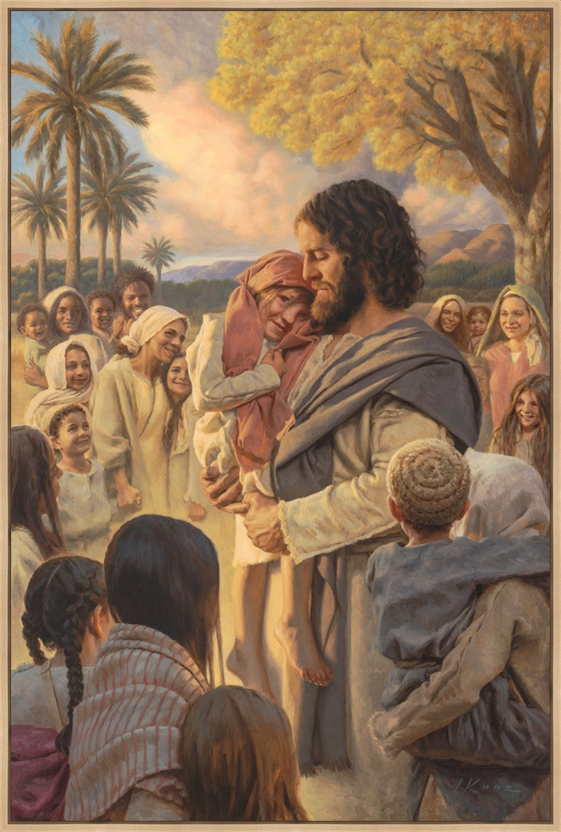 He Took Them Up In His Arms Large Wall Art