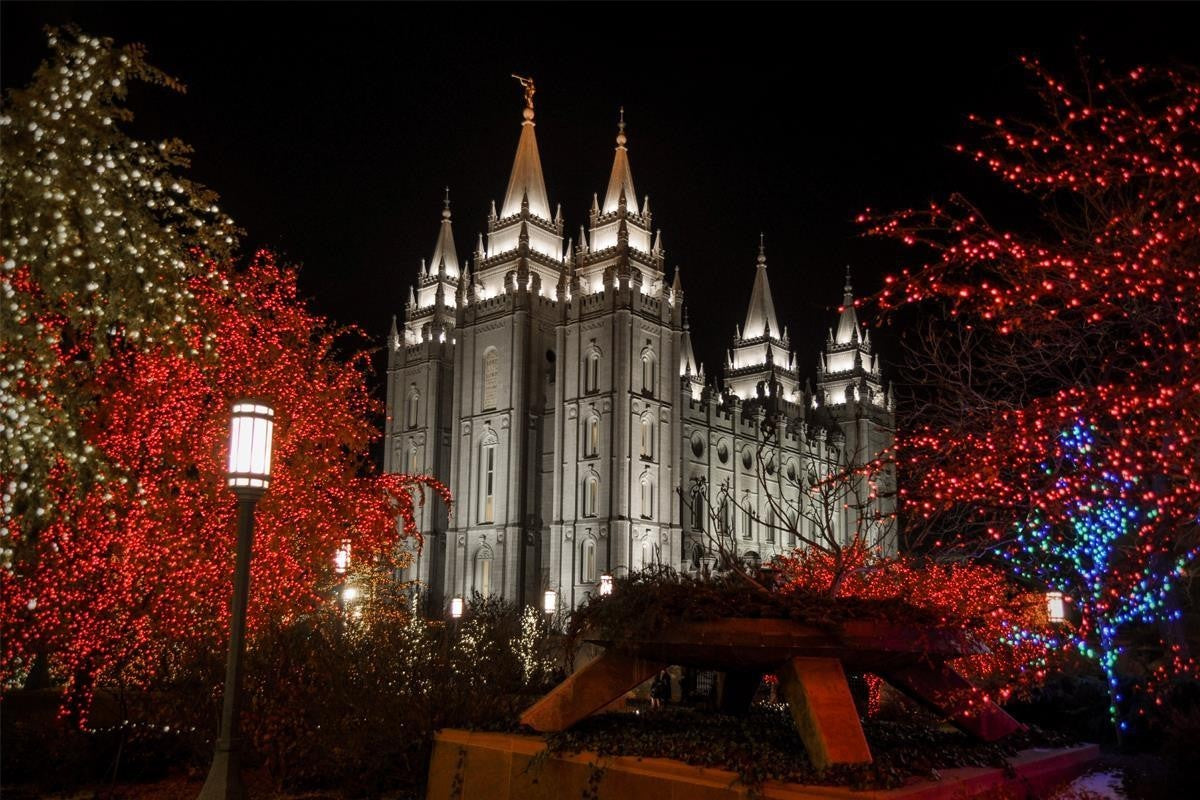 Salt Lake City Temple Lights Aglow Gallery Wrap