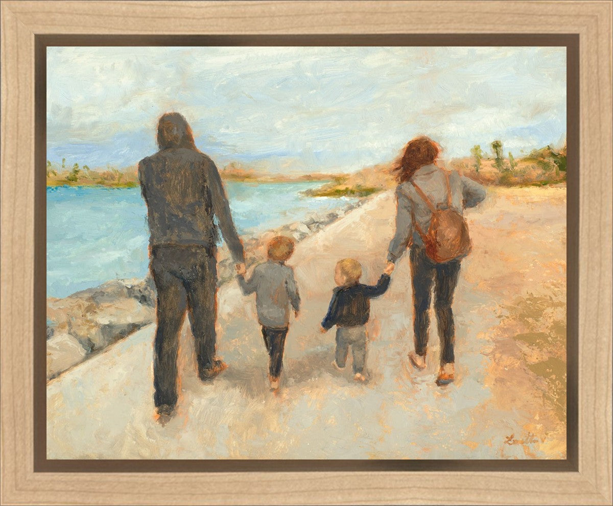 Family Walk On The Beach Gallery Wrap