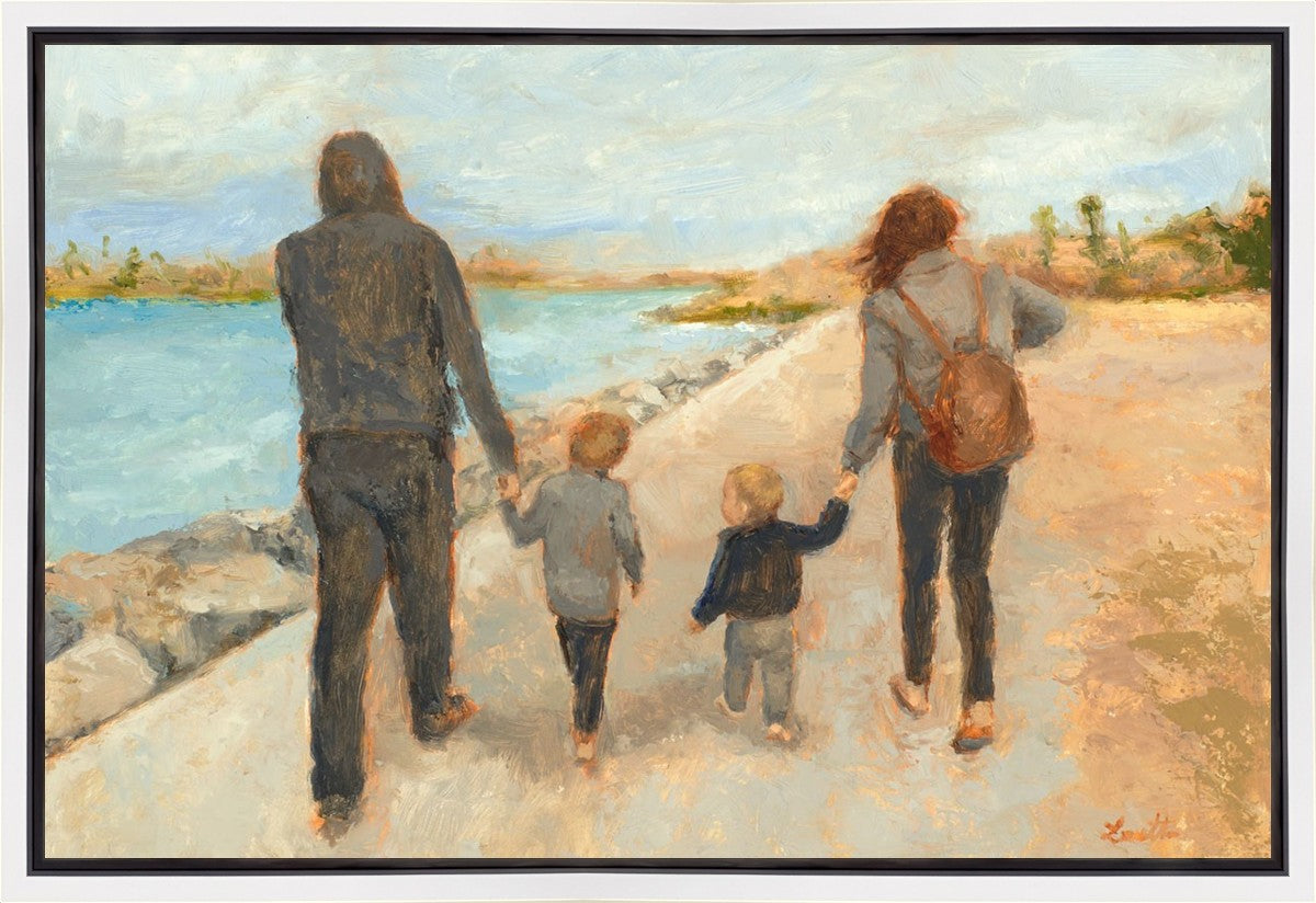 Family Walk On The Beach Gallery Wrap