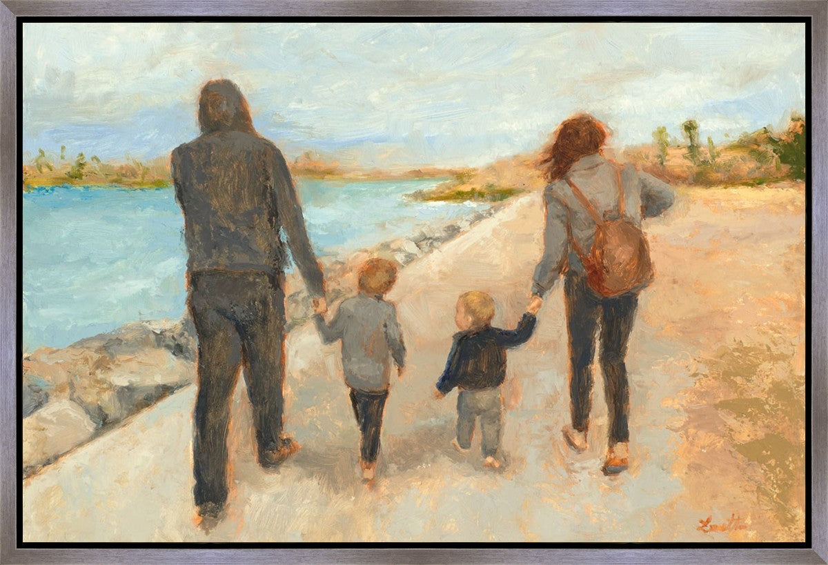 Family Walk On The Beach