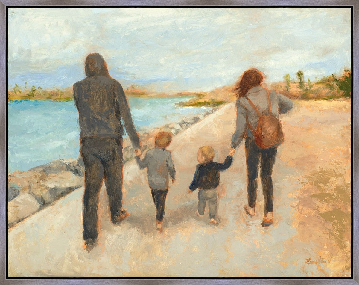 Family Walk On The Beach