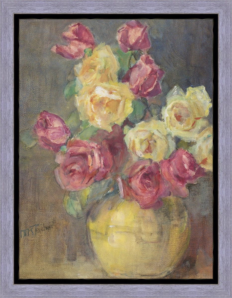 Red and Yellow Roses in a Vase