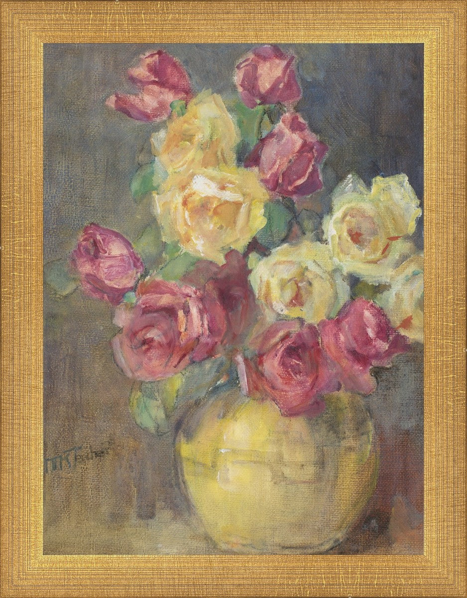 Red and Yellow Roses in a Vase
