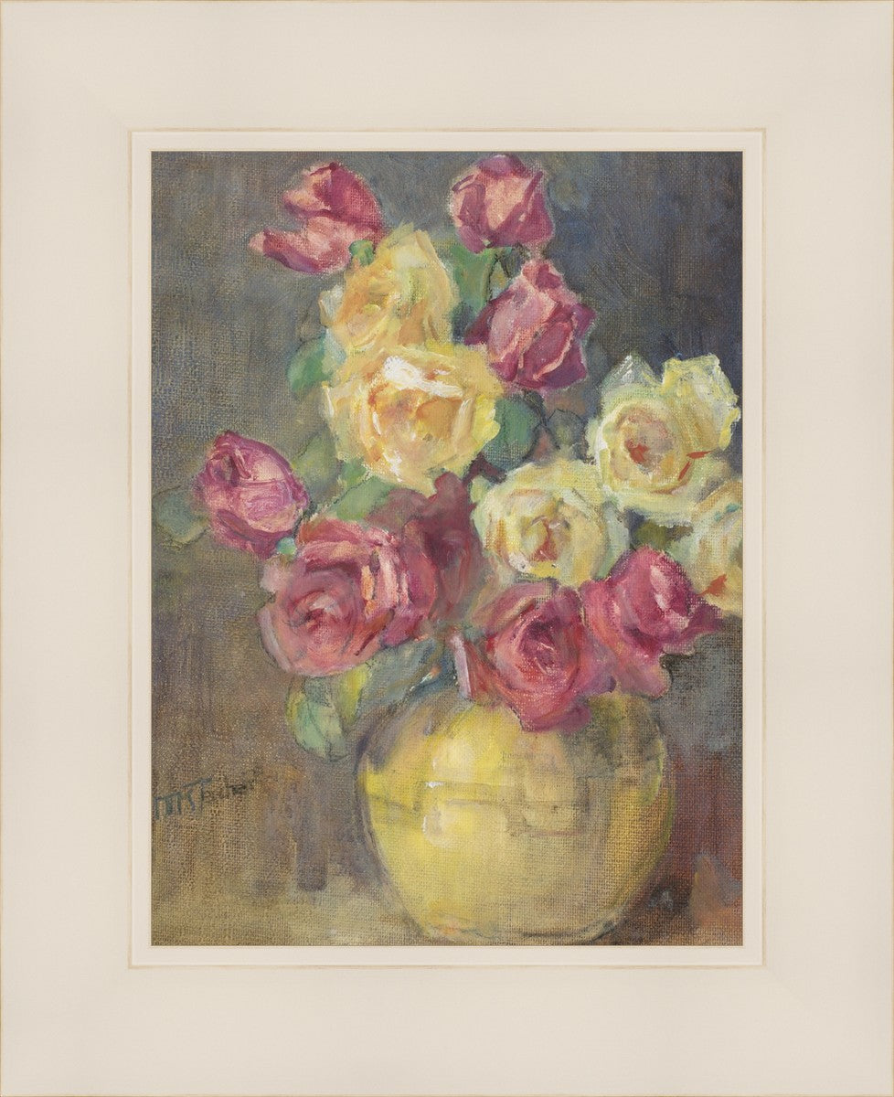 Red and Yellow Roses in a Vase