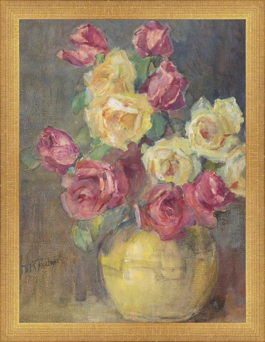 Red and Yellow Roses in a Vase