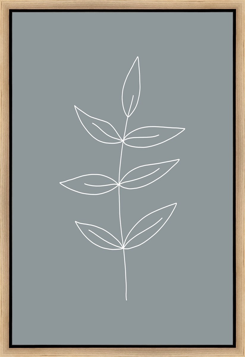 Minimalist Leaves Blue Gallery Wrap