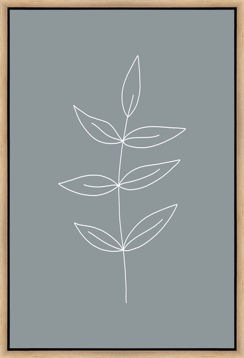 Minimalist Leaves Blue Gallery Wrap
