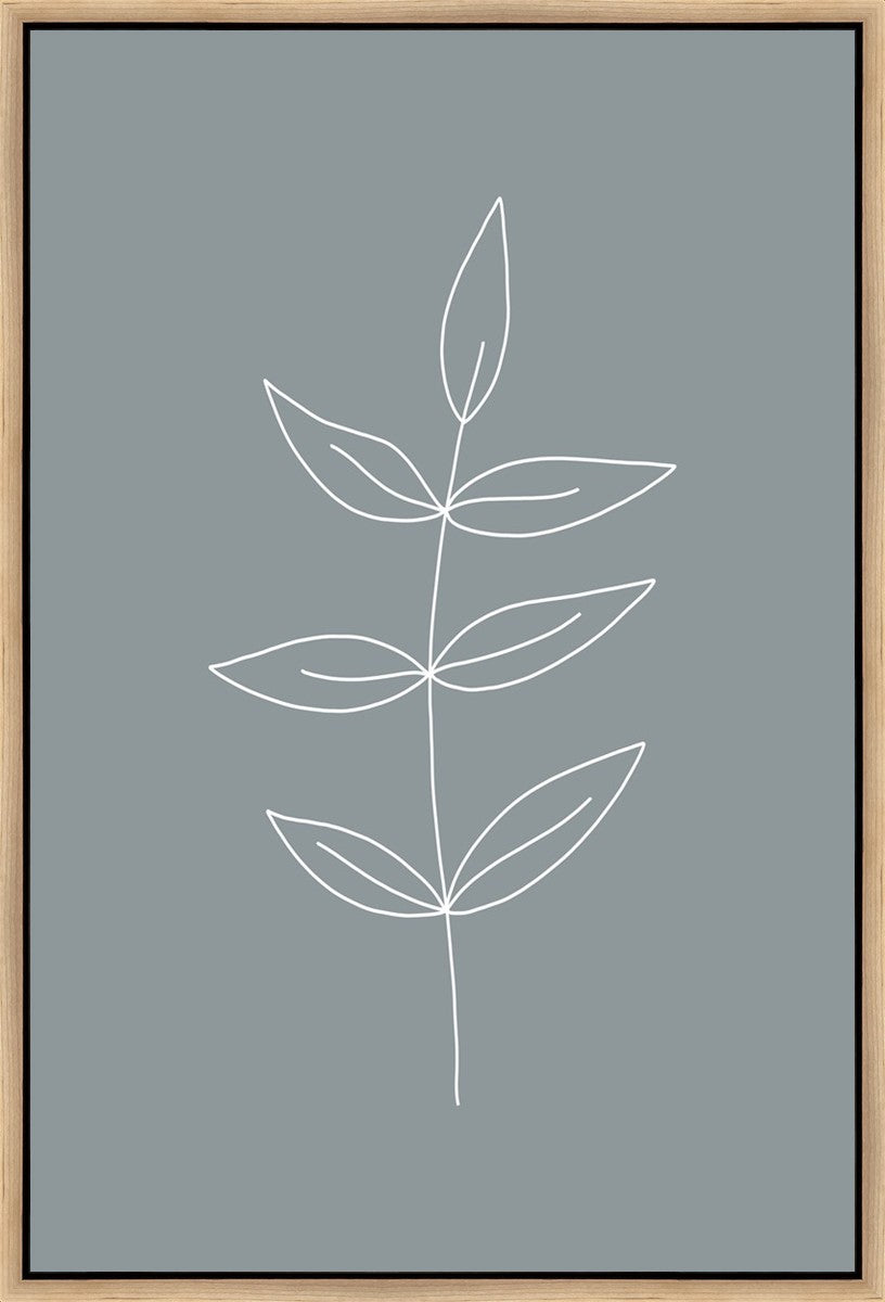 Minimalist Leaves Blue Gallery Wrap