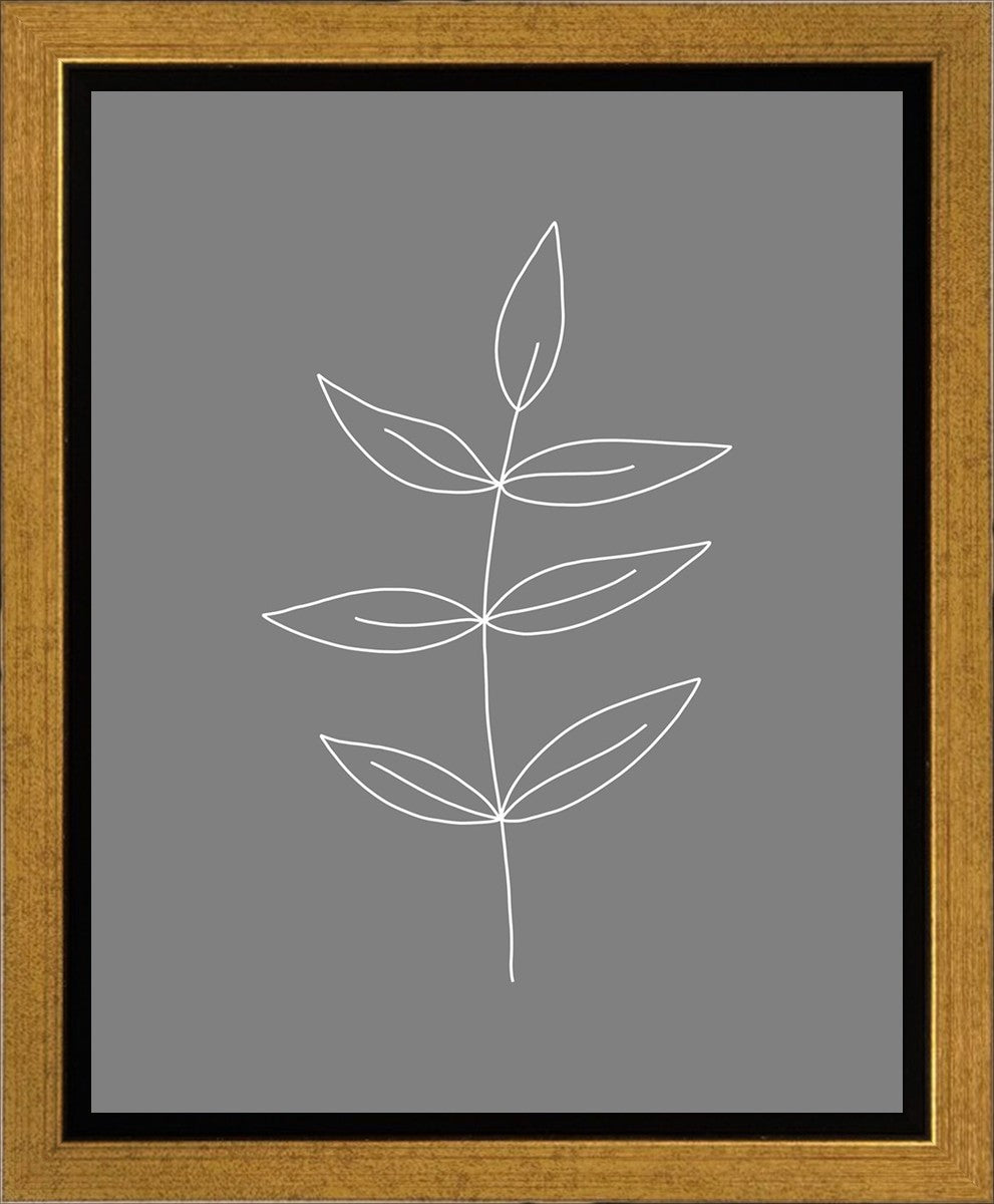 Minimalist Leaves Gray Gallery Wrap