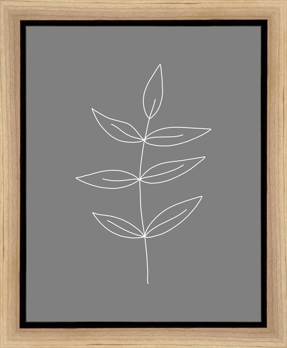 Minimalist Leaves Gray Gallery Wrap