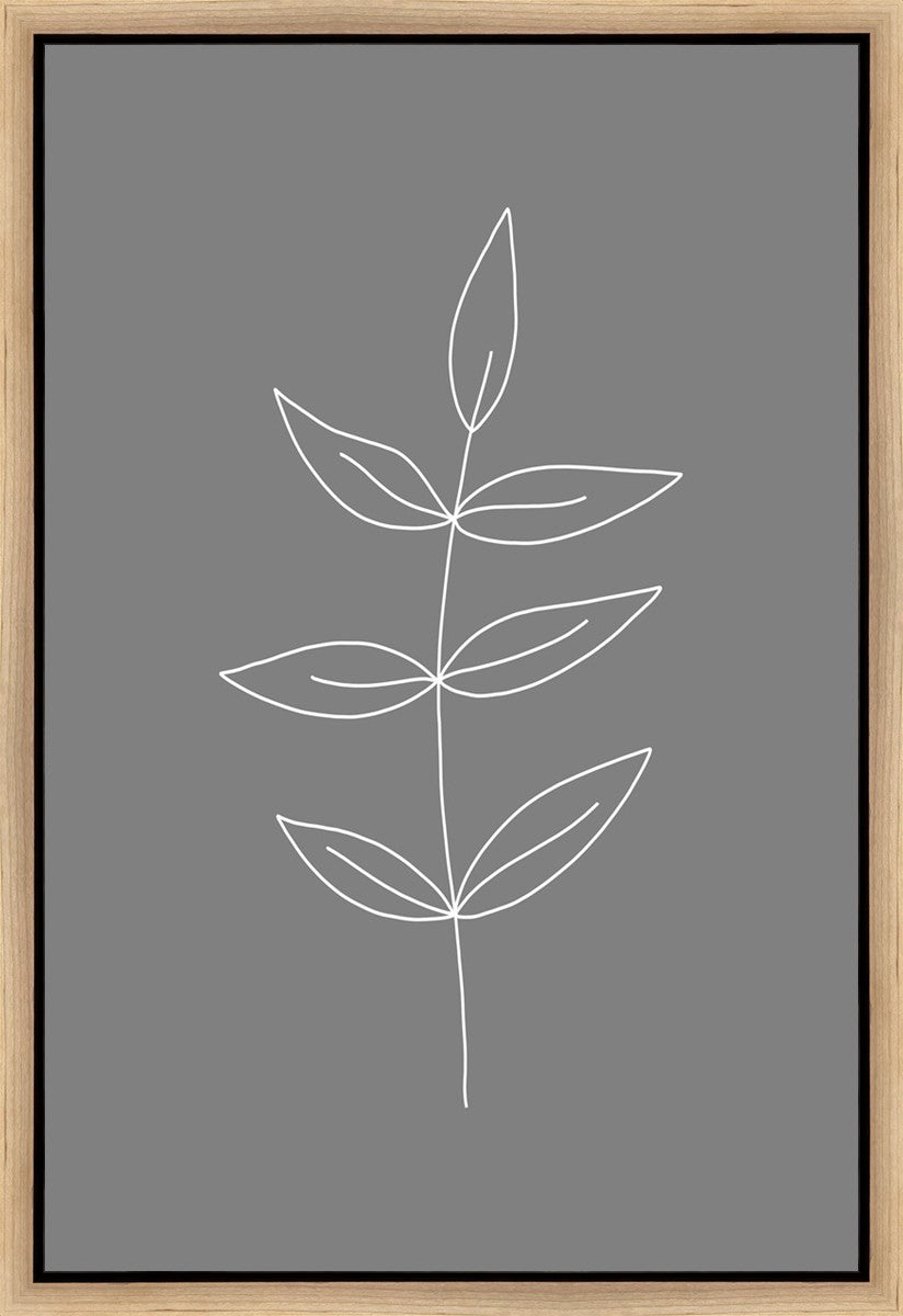 Minimalist Leaves Gray Gallery Wrap