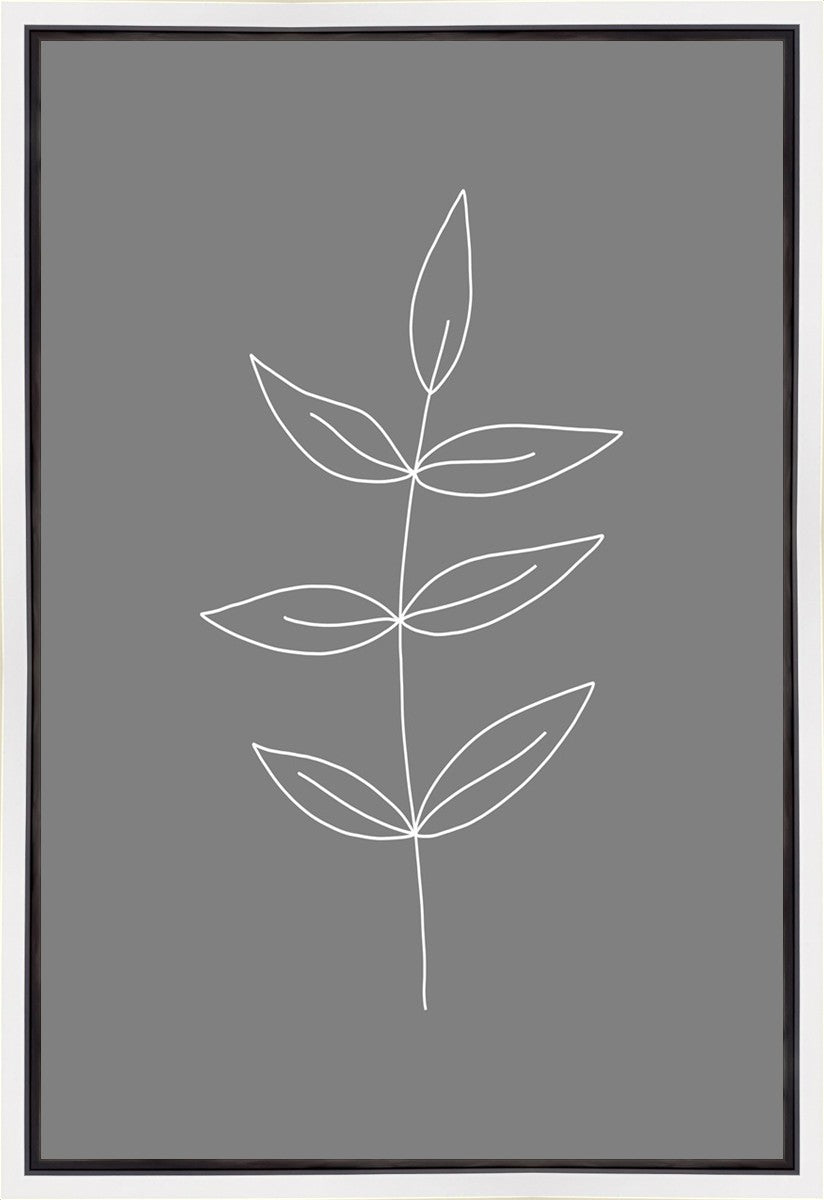 Minimalist Leaves Gray Gallery Wrap