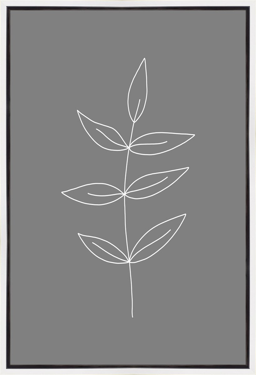 Minimalist Leaves Gray Gallery Wrap