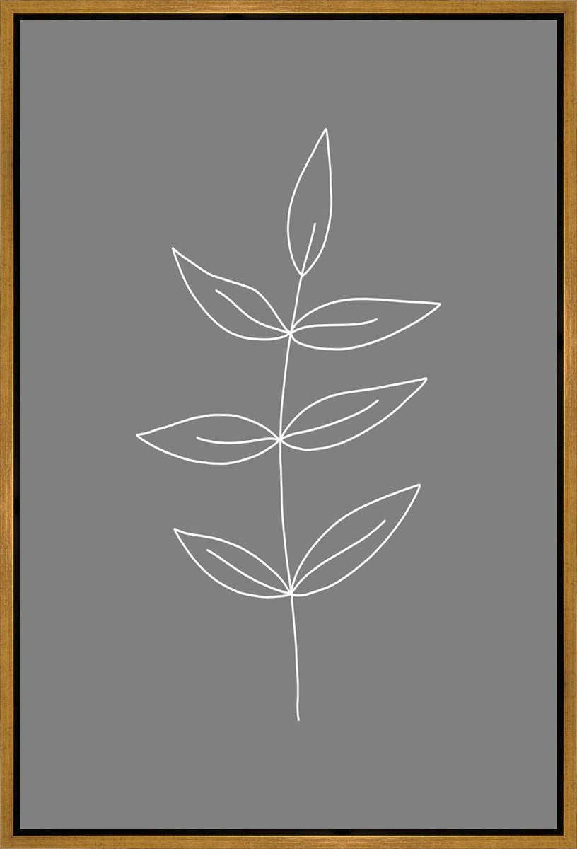 Minimalist Leaves Gray Gallery Wrap