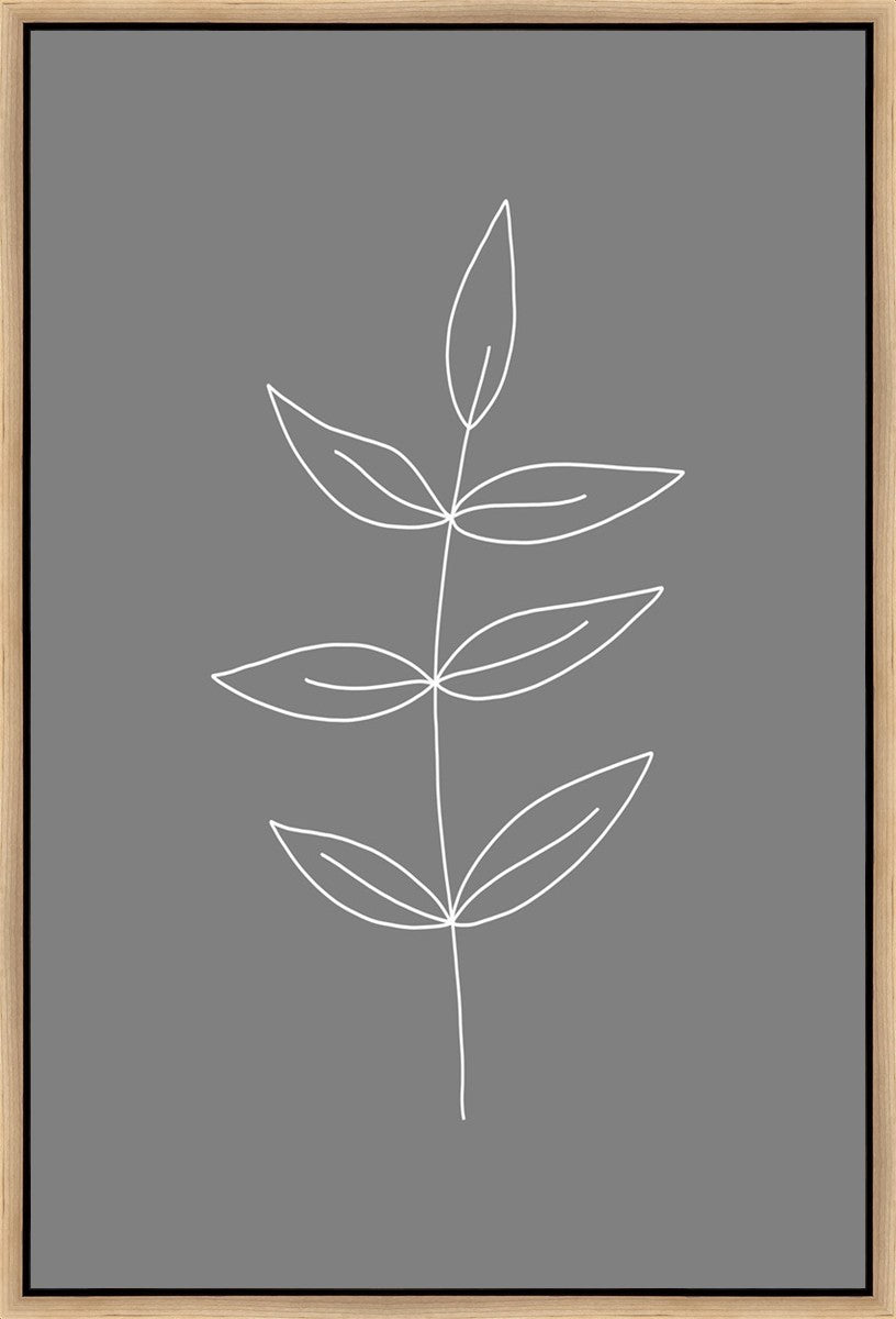 Minimalist Leaves Gray Gallery Wrap