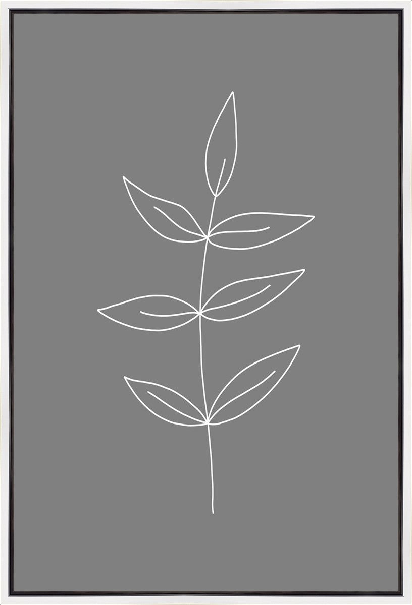 Minimalist Leaves Gray Gallery Wrap