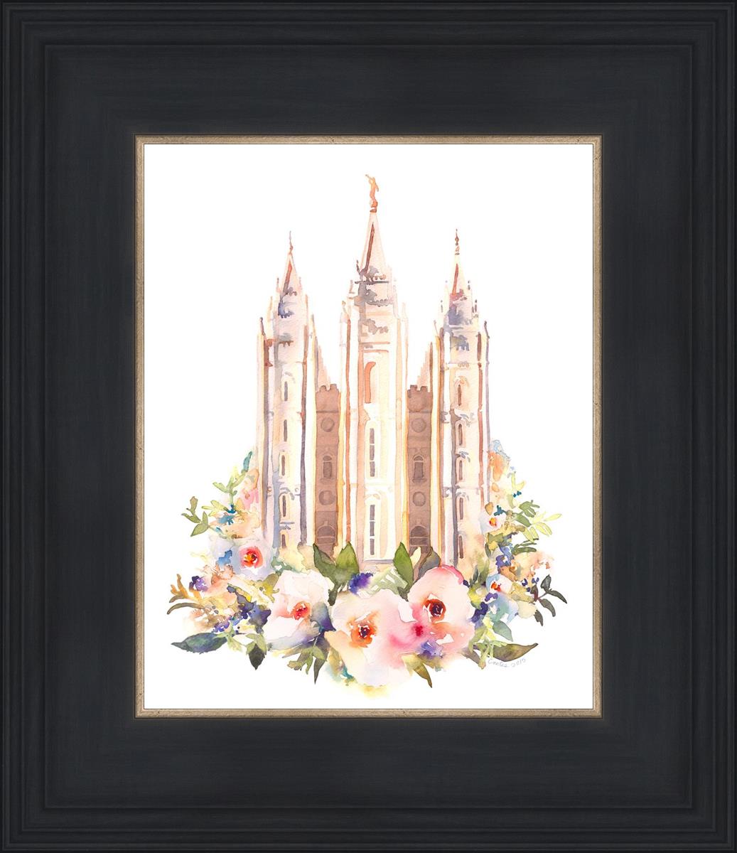 Salt Lake City Temple Floral Watercolor