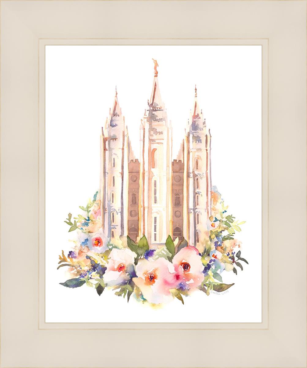 Salt Lake City Temple Floral Watercolor