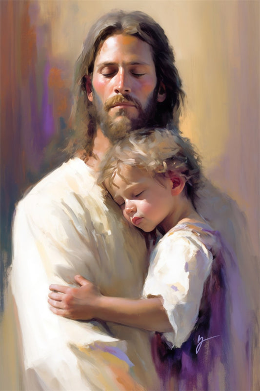 Safely in His Arms Large Wall Art Gallery Wrap