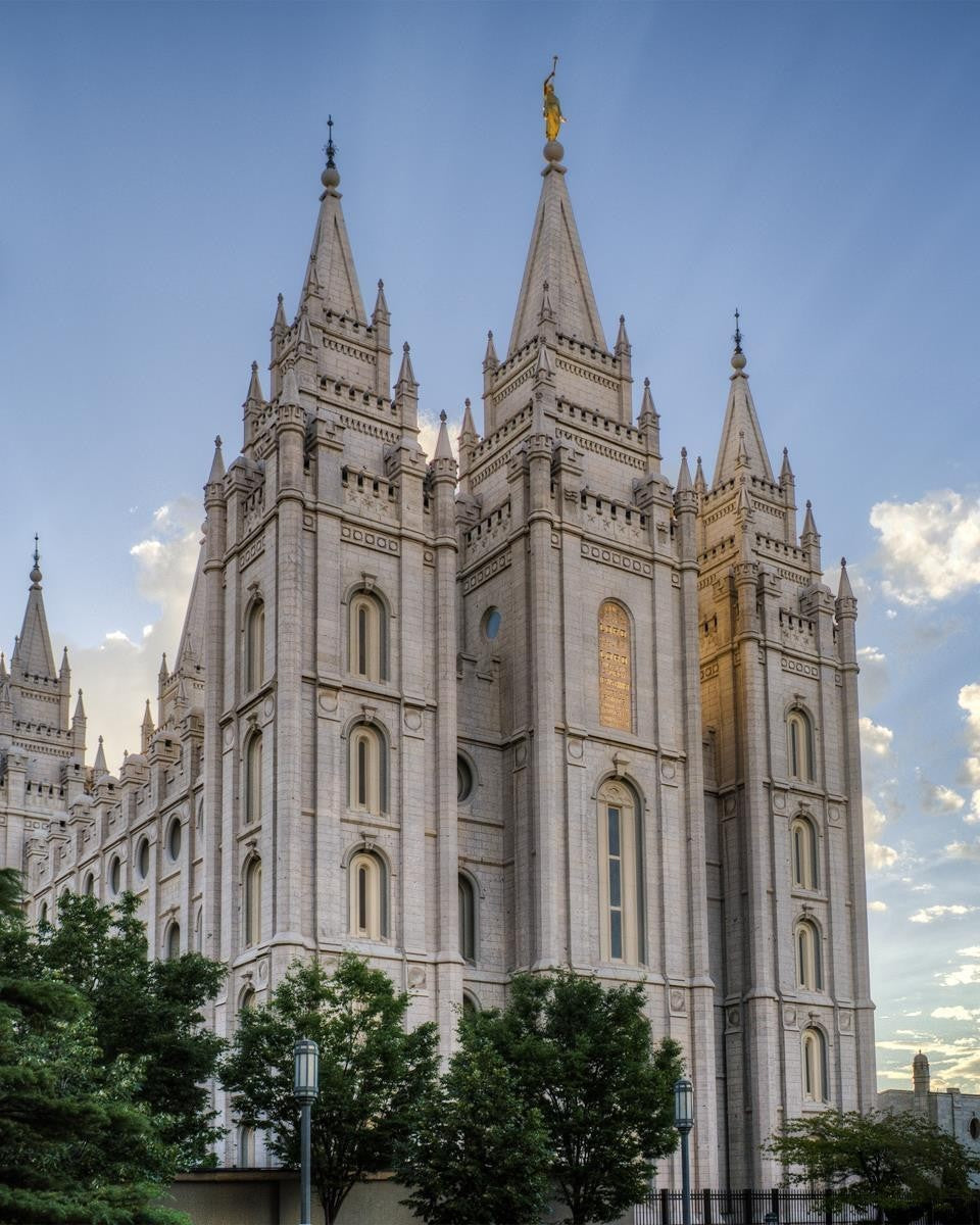 Salt Lake City Utah Temple Rays of Light Portrait Gallery Wrap