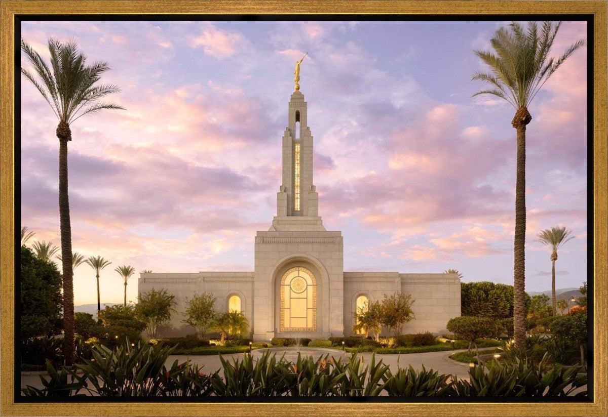 Redlands Temple Fountain Sunset Gallery Wrap