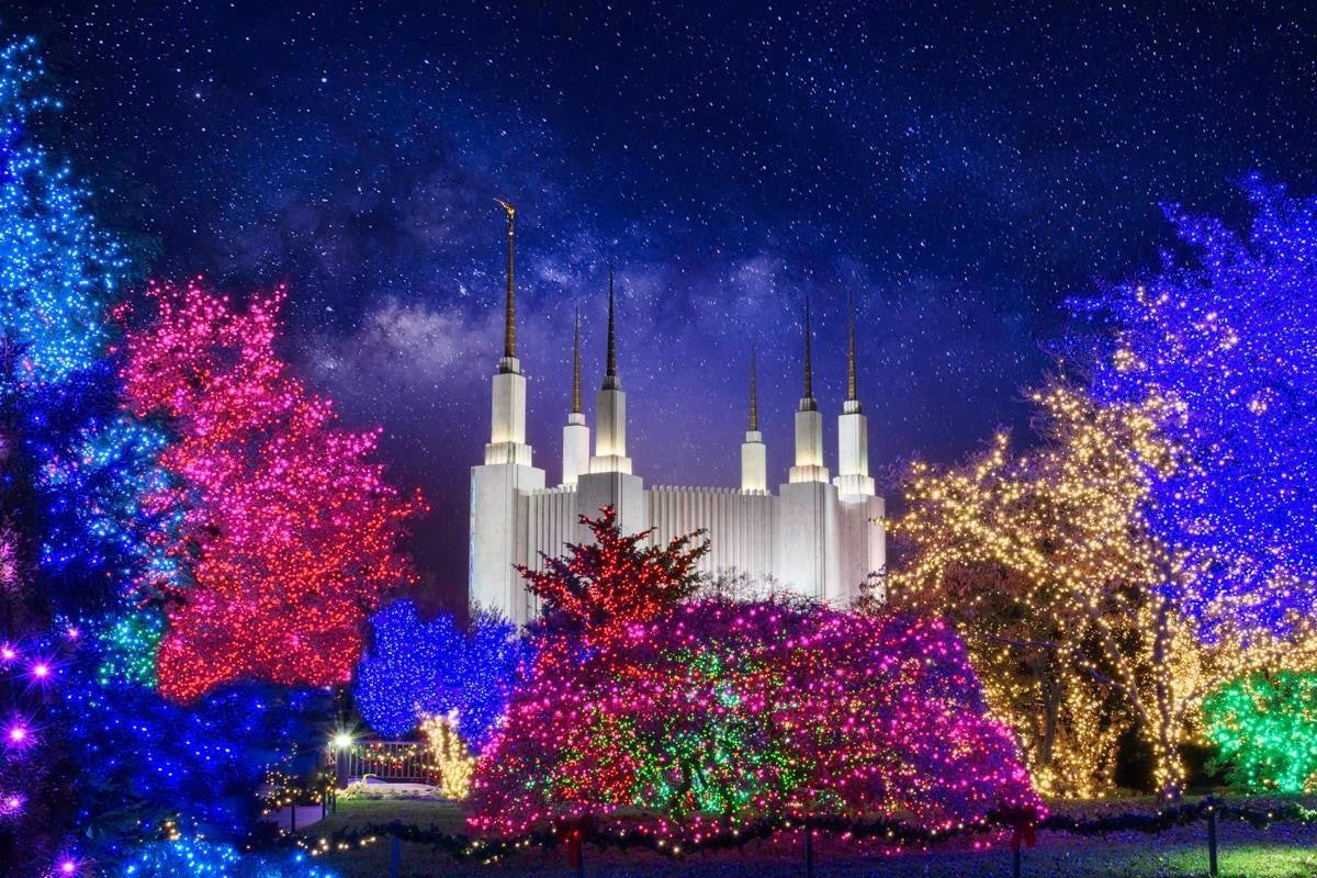 Washington DC Temple Christmas Lights Gallery Wrap