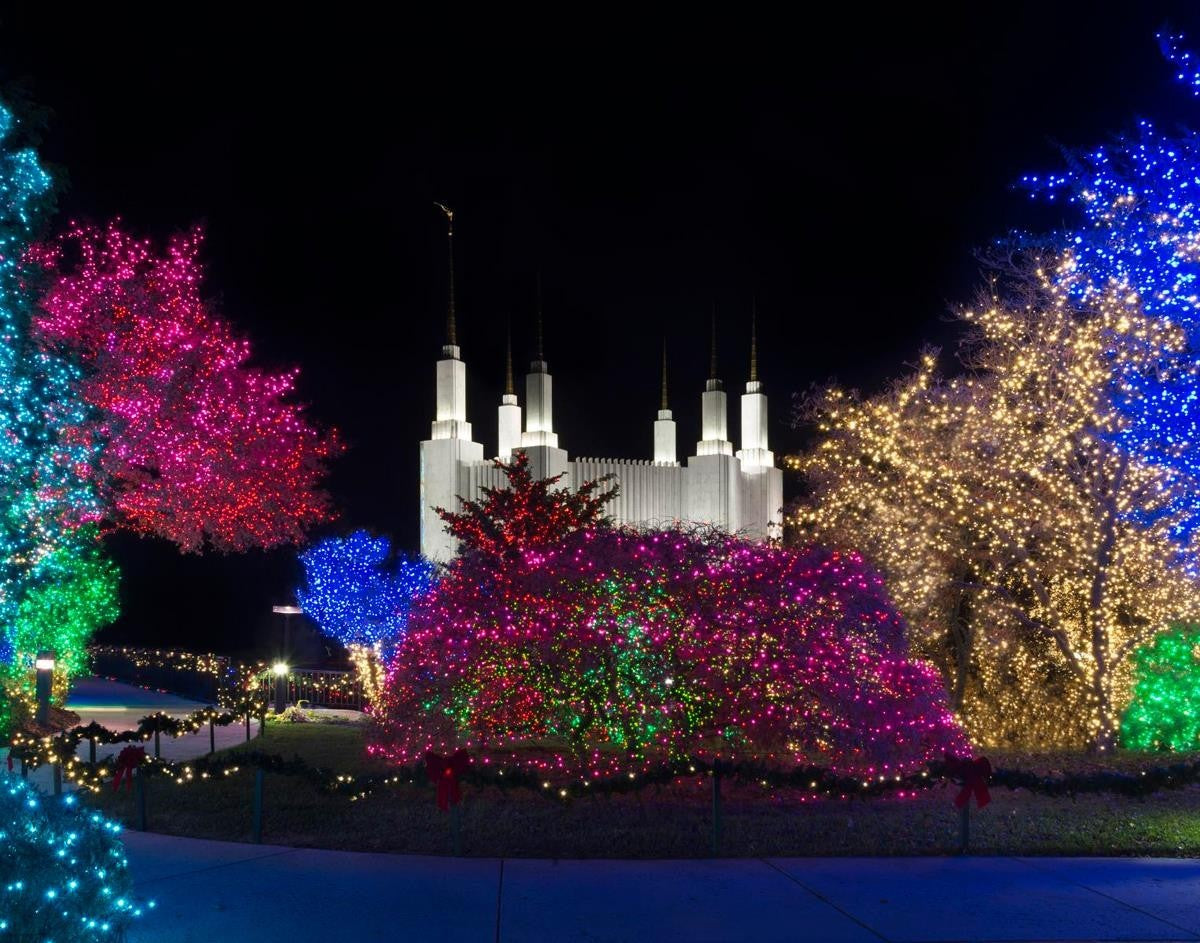Washington DC Temple Colorful Christmas Gallery Wrap