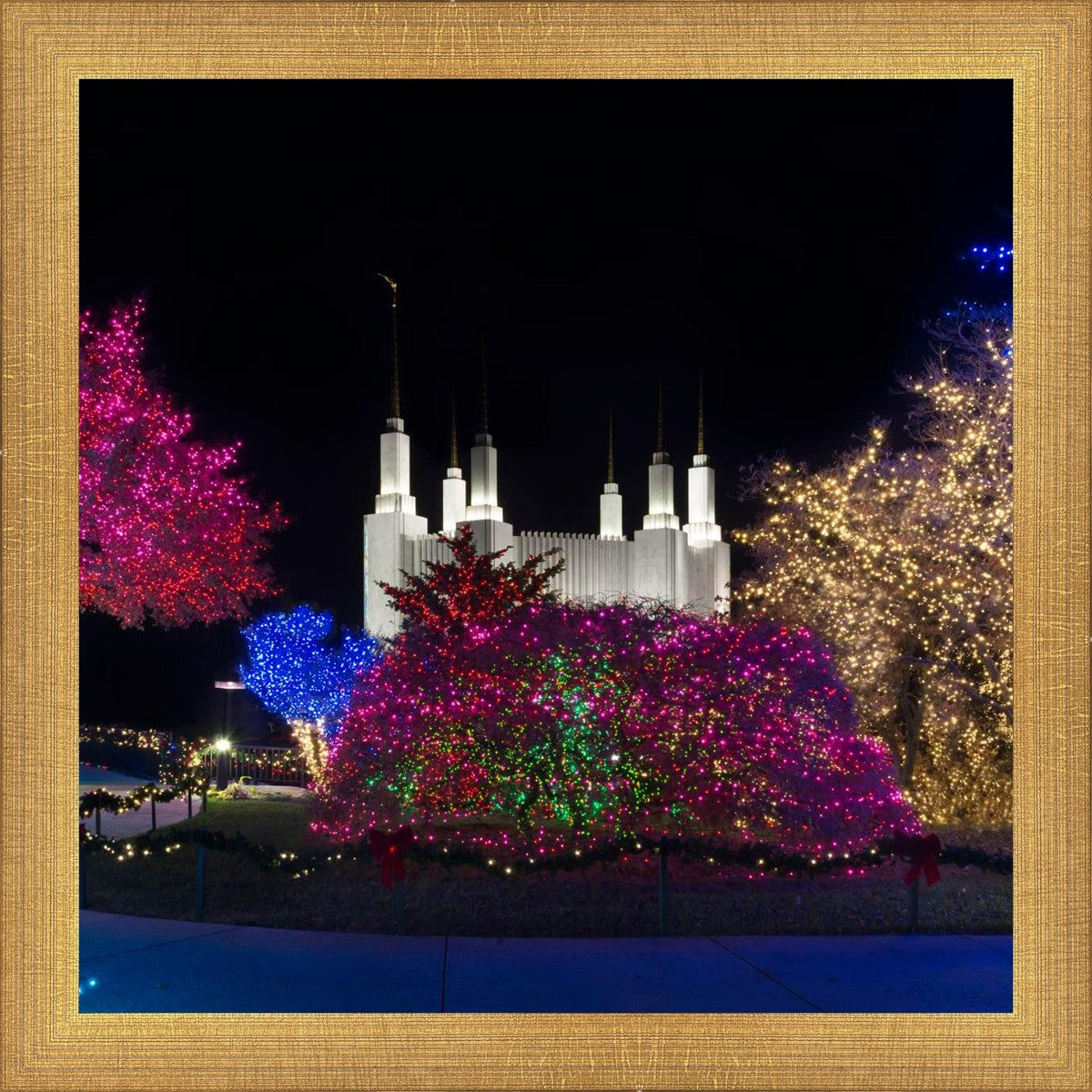 Washington DC Temple Colorful Christmas