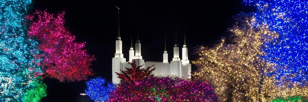 Washington DC Temple Colorful Christmas Gallery Wrap