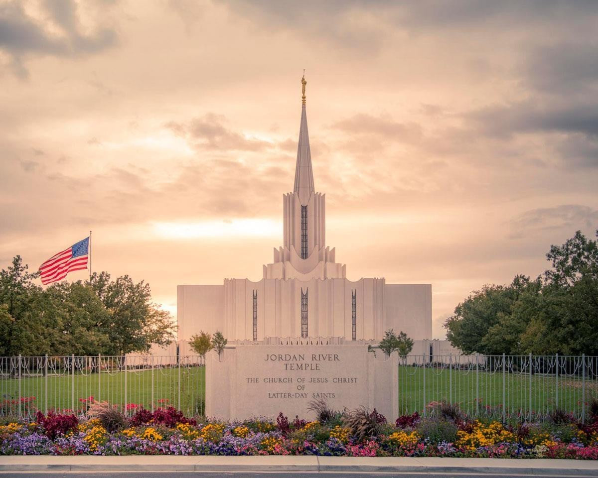 Jordan River Temple Evening Glow Gallery Wrap